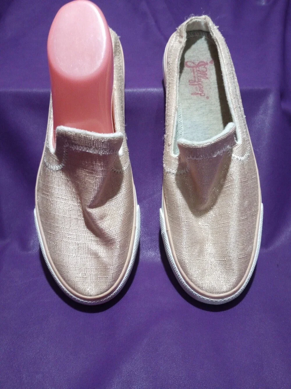 JELLYPOP SLIP ON GOLD SHINY FLAKE SLIDES MULES GLITTER BLING SNEAKERS SHOES 9.5M